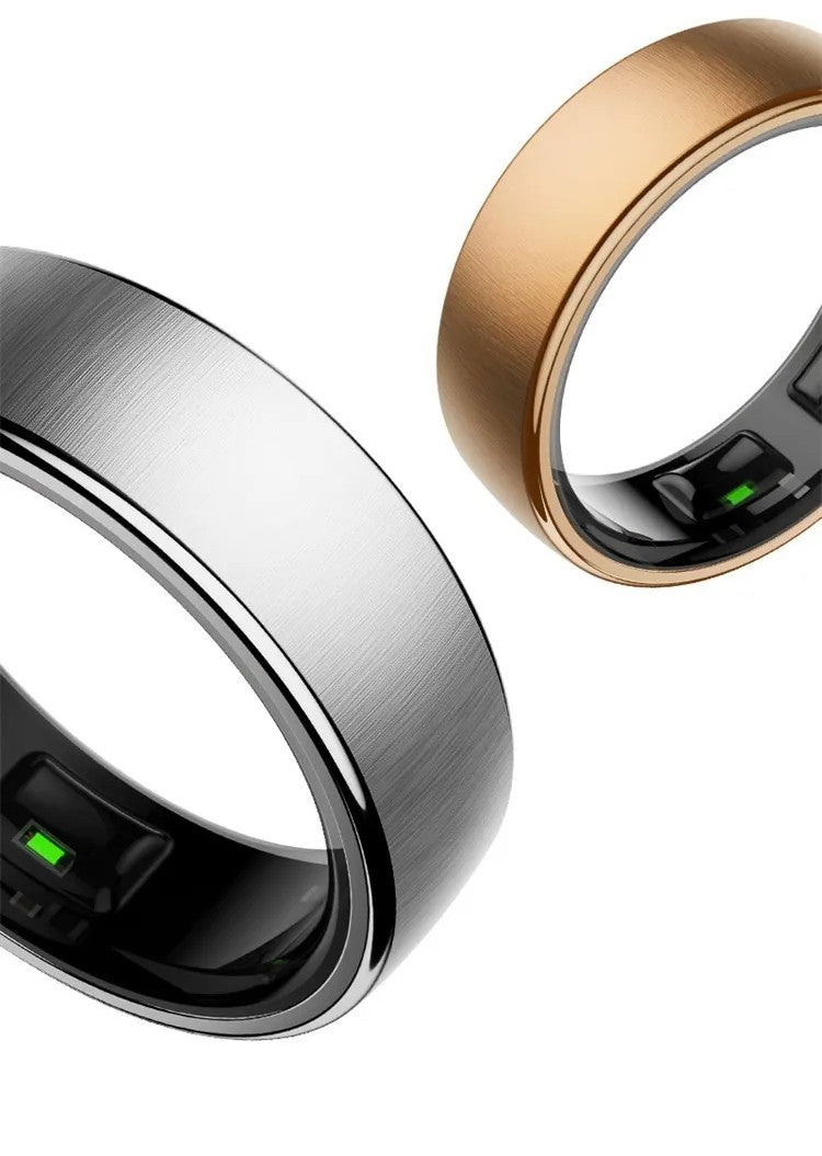 LUXARA Ring in brushed silver and rose gold, inner sensors visible